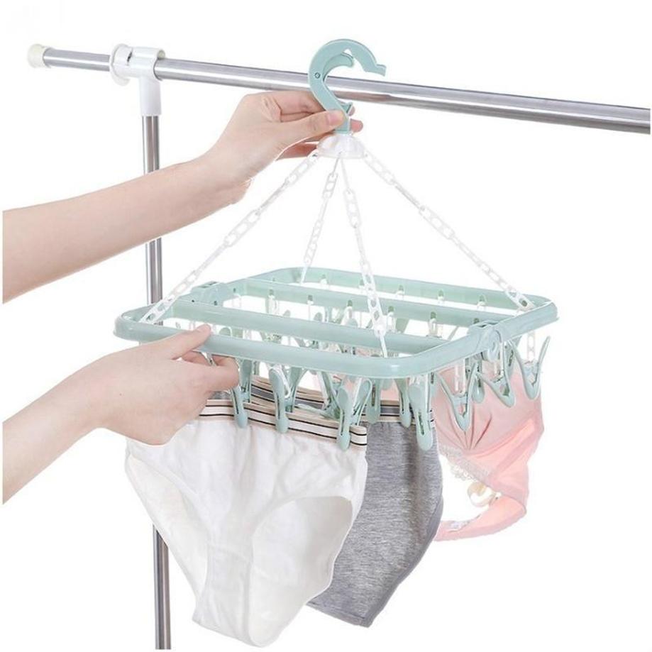 1 Pcs 32 Clips Folding Clothes - Baby Clothing Hanging Rack ulasan dan harga