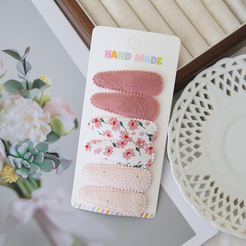6pcs Fabric Hair Clips Flower  - Baby Clothing Material ulasan dan harga