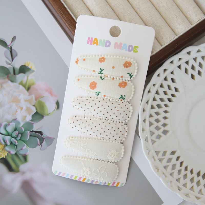 6pcs Fabric Hair Clips Flower  - Baby Clothing Material ulasan dan harga