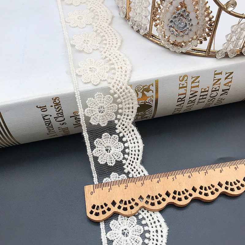 3Yards/Lot Embroidery White Be - Baby Clothing Material ulasan dan harga